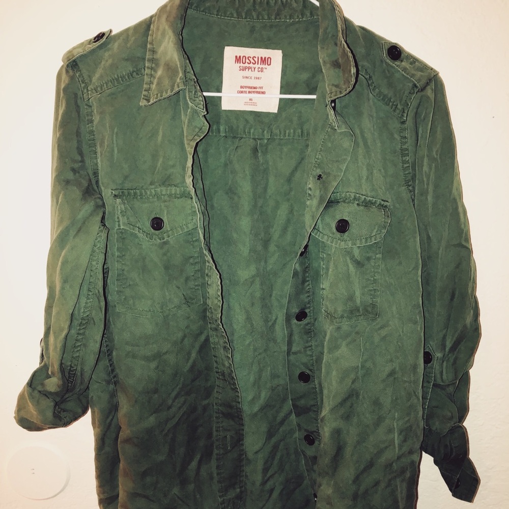 Mossimo Button-Down Olive Green Shirt